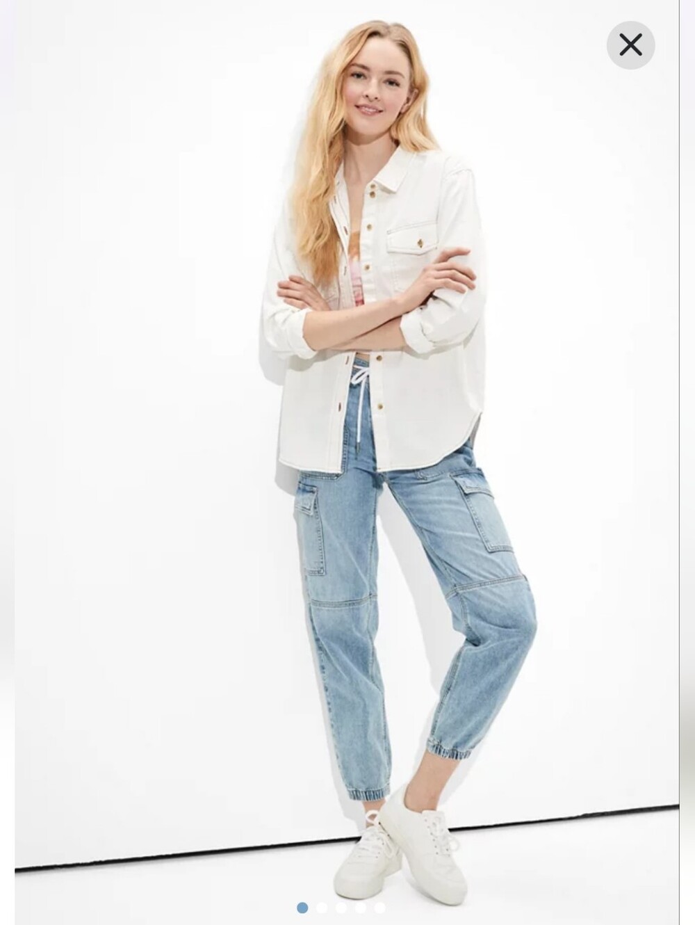 American Eagle Outfitters Oversized Button Down Demin Utility Shirt Jacket